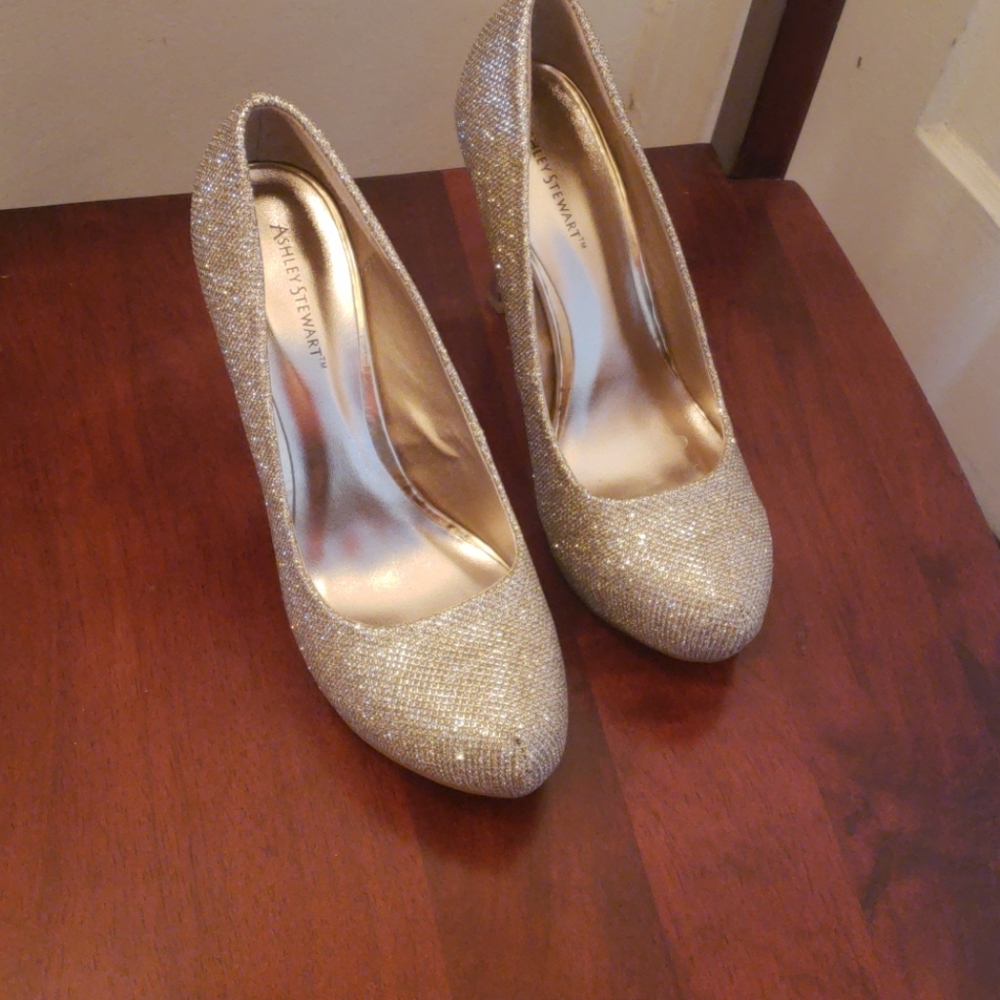 Ashley Stewart Gold Heels